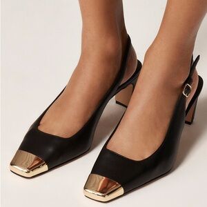 J. Crew Cap Toe Leather Slingback Pumps